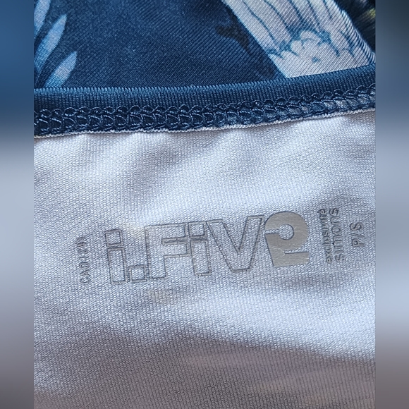 Navy Blue Crane Print Work Out Athletics Tank Top - Picture 3 of 4